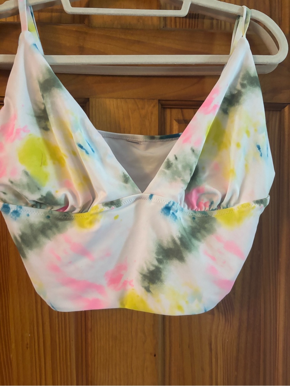 Old Navy Tie-Dye V-Neck swim top - White with Pink, Yellow, Blue, Olive